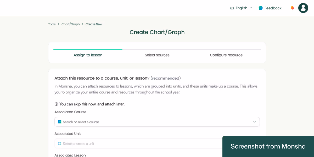 You can attach your chart to a course, unit, or lesson