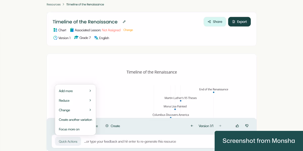 Customizing AI-generated charts with Monsha is super easy