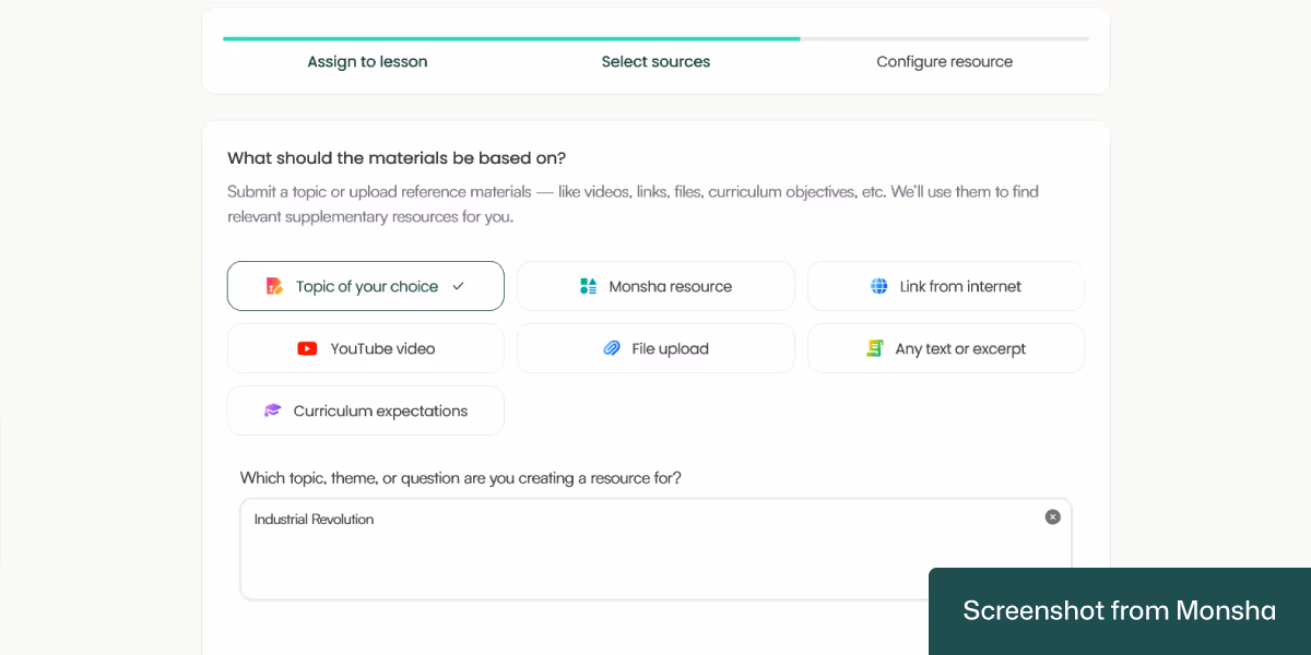 Finding supplementary teaching materials based on a topic is possible with Monsha