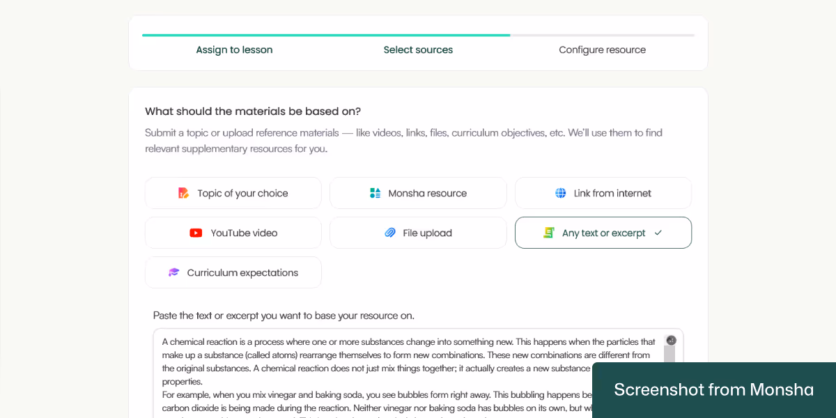 Finding supplementary teaching materials based on textual content is possible with Monsha