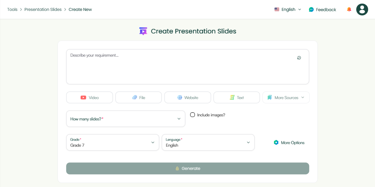 Monsha's AI presentation slides maker lets you create curriculum-aligned presentation slides