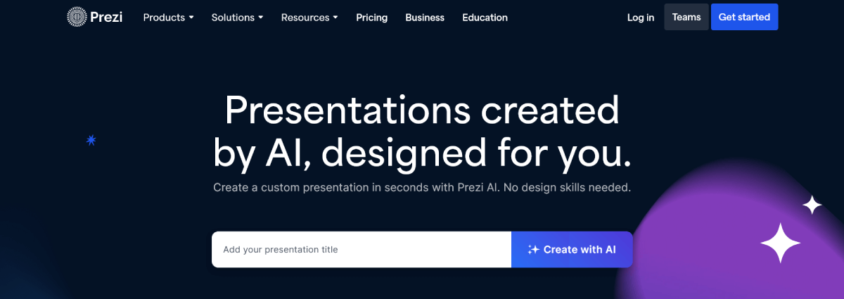 Prezi's AI presentation tool is ideal for teachers needing advanced interactive features like zoom-in-and-out options