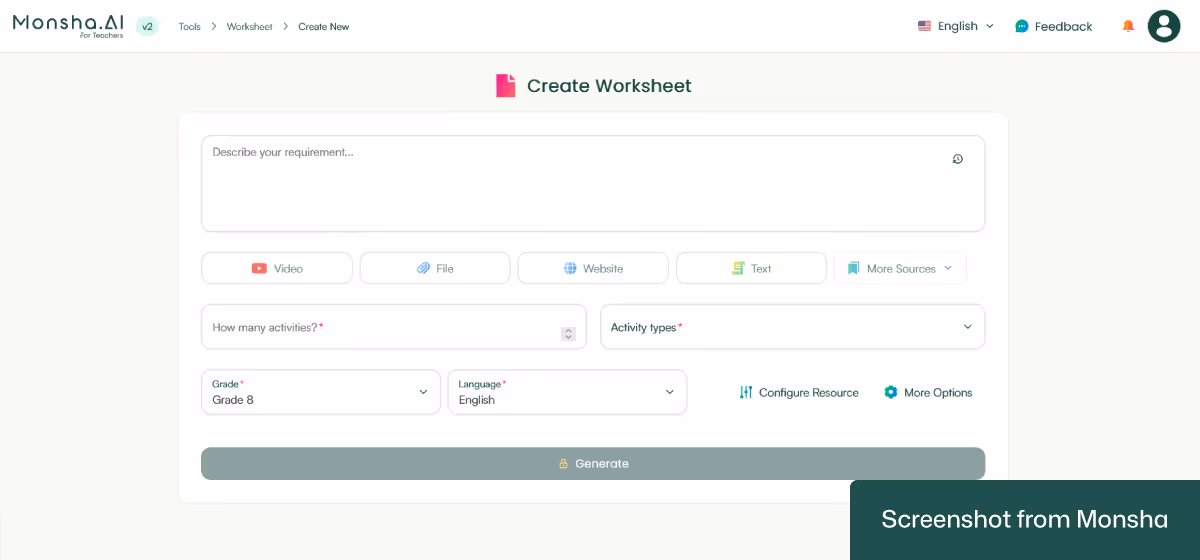 With Monsha, setting requirements to create worksheets takes only a few clicks