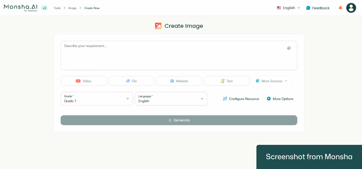 With Monsha, setting requirements to create classroom-ready images takes only a few clicks