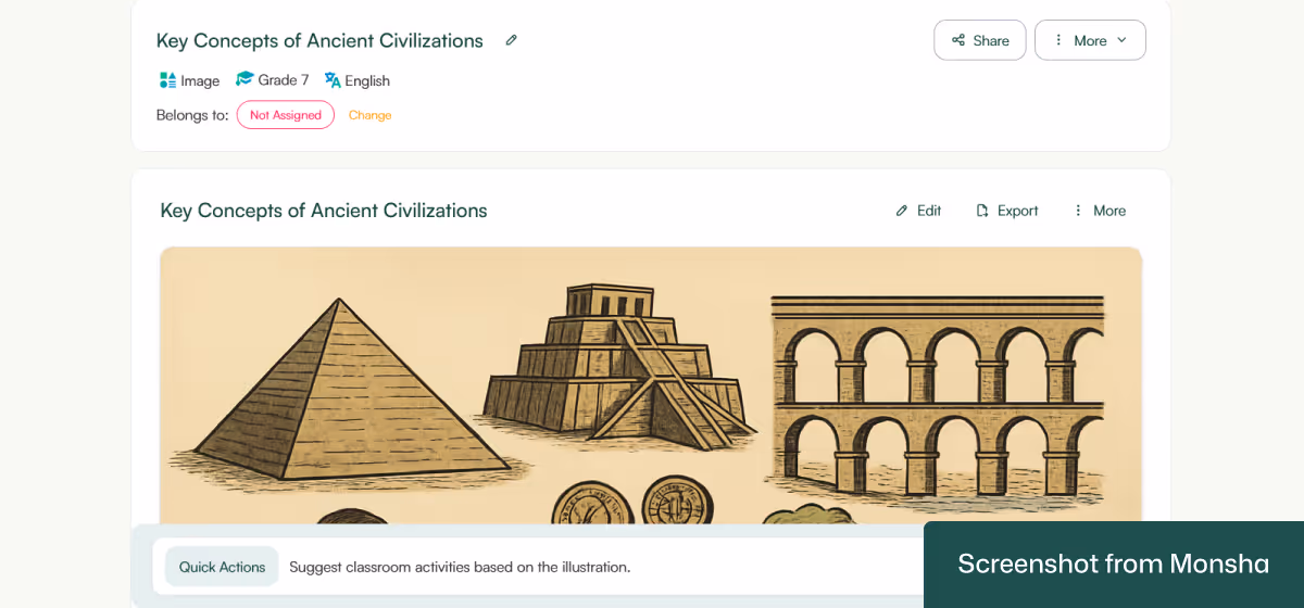 Monsha can incorporate your follow-up instructions even after generating images