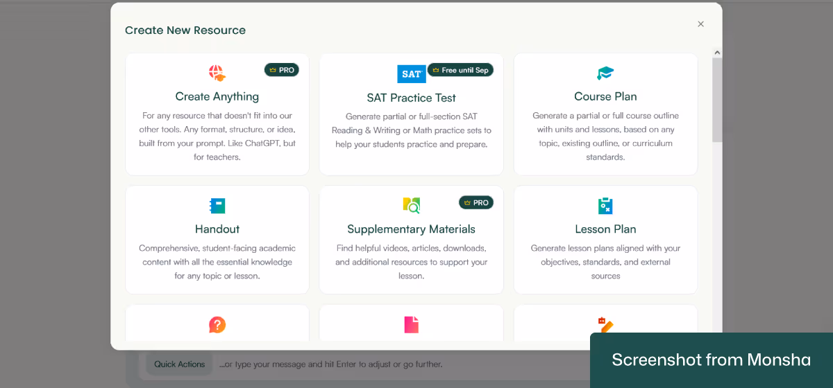 With Monsha, you can generate more teaching resources based on your AI image output