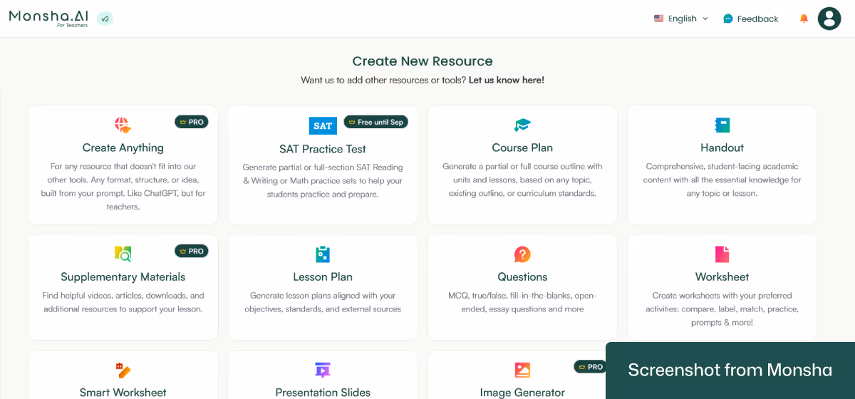 AI tool for creating lesson plans is accessible via Monsha account