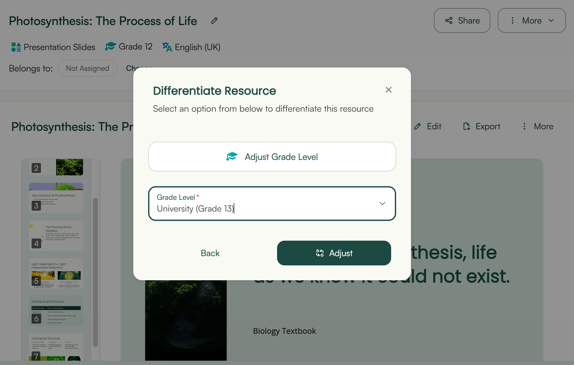 A Monsha features that helps adapt content based on difficulty