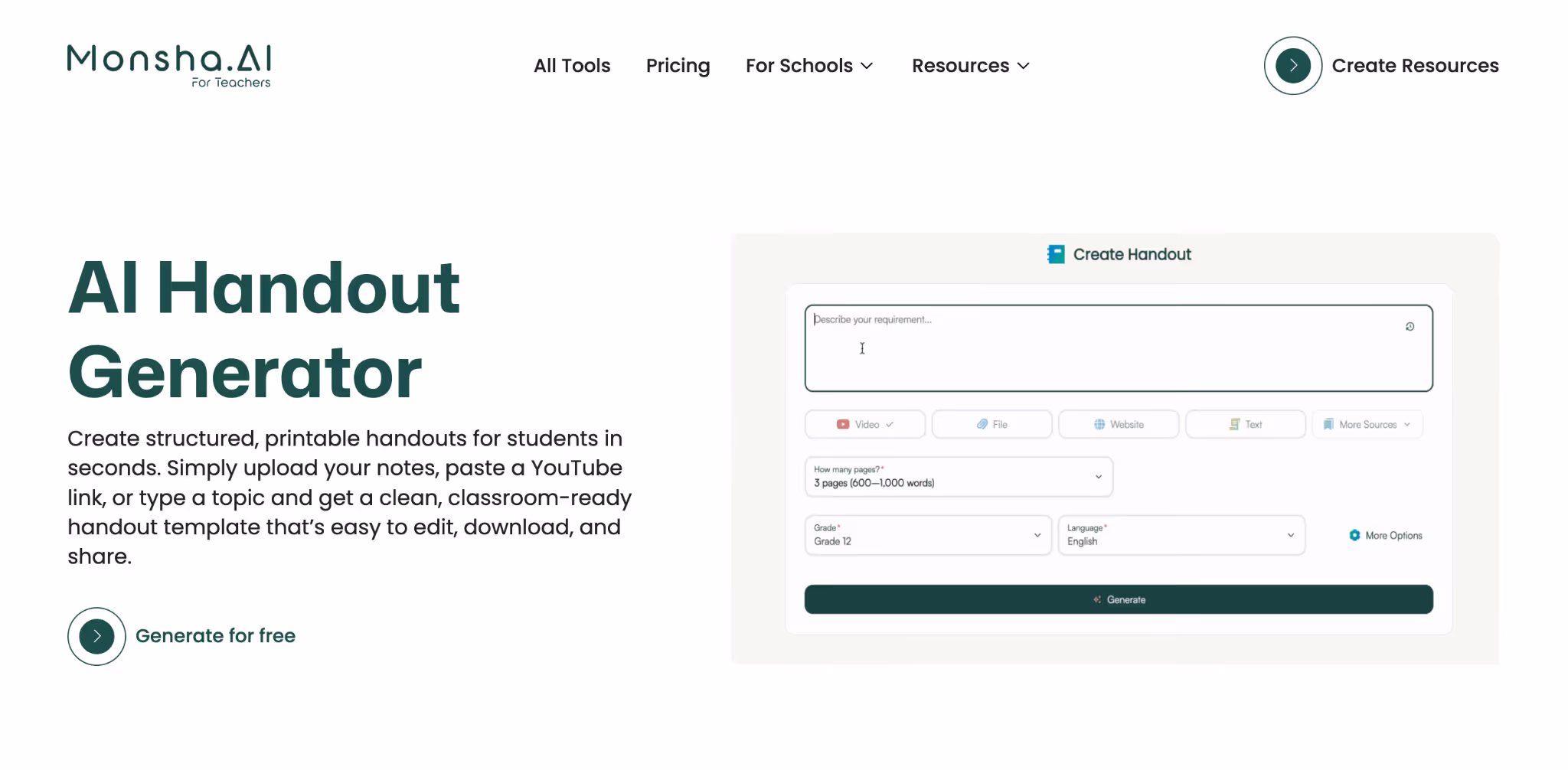 Tool to create handouts for students