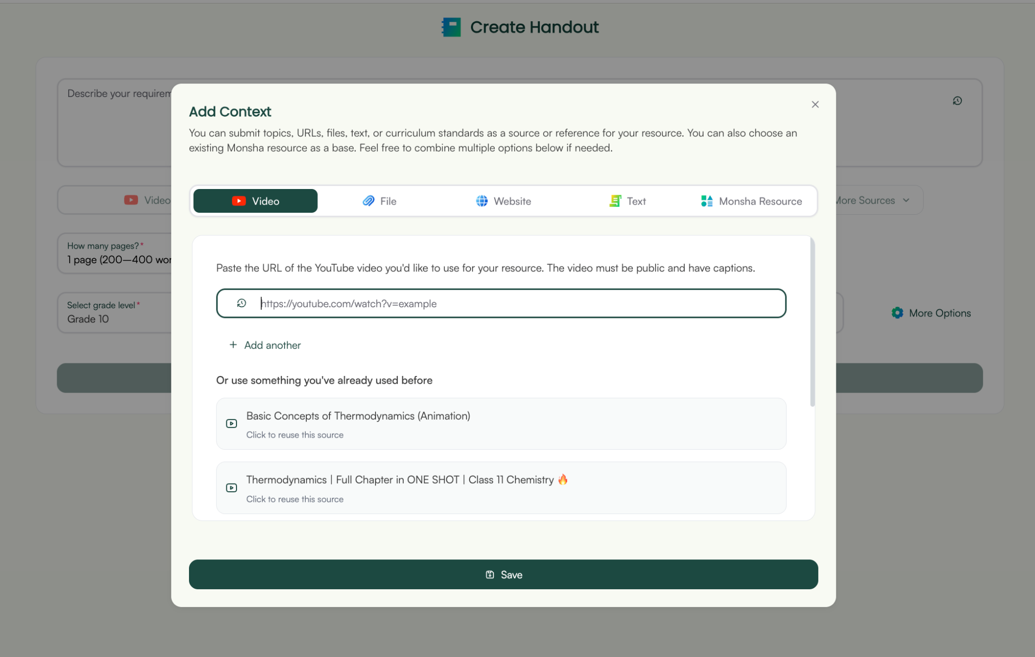 steps to create handout from a youtube video