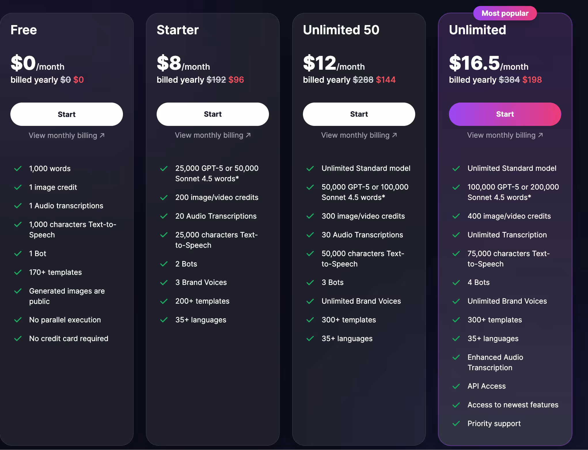 Easy-Peasy AI pricing page