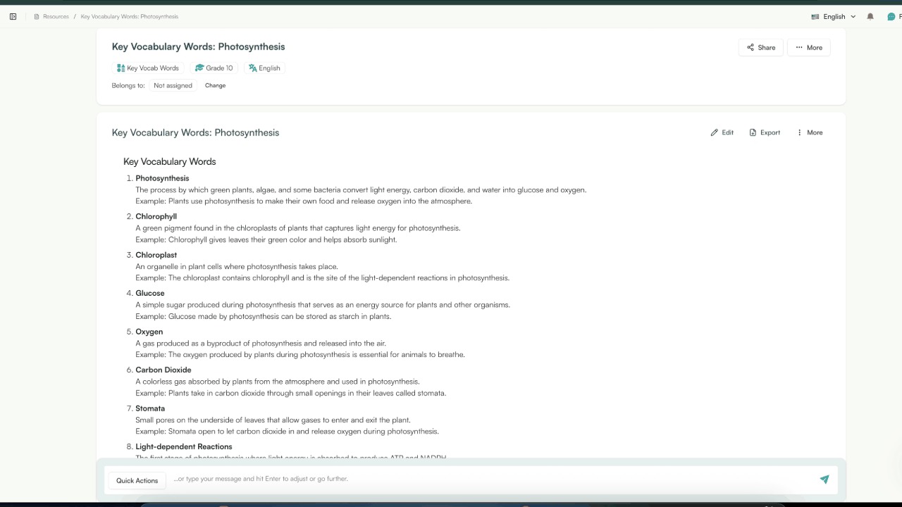vocabulary list generator monsha