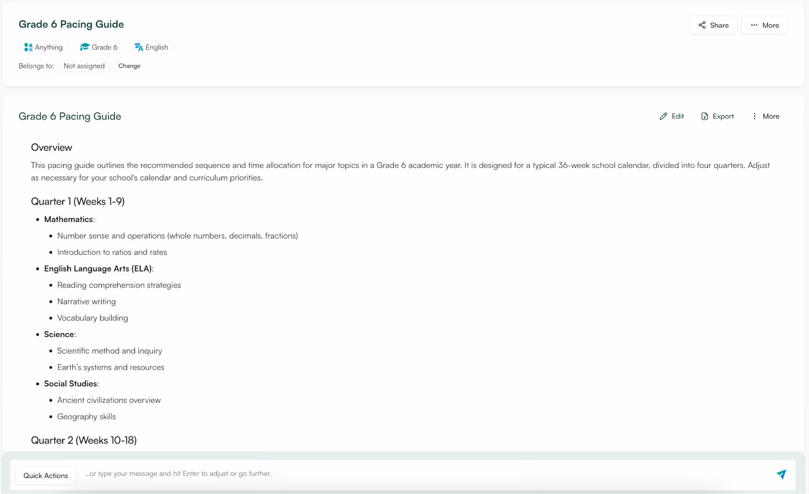 pacing guide creator monsha