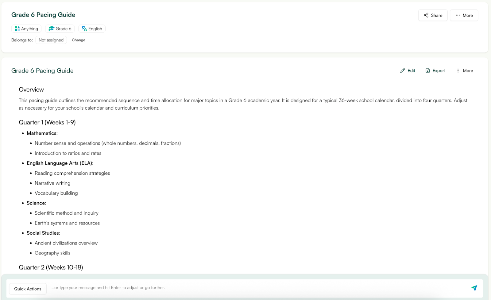 pacing guide creator monsha