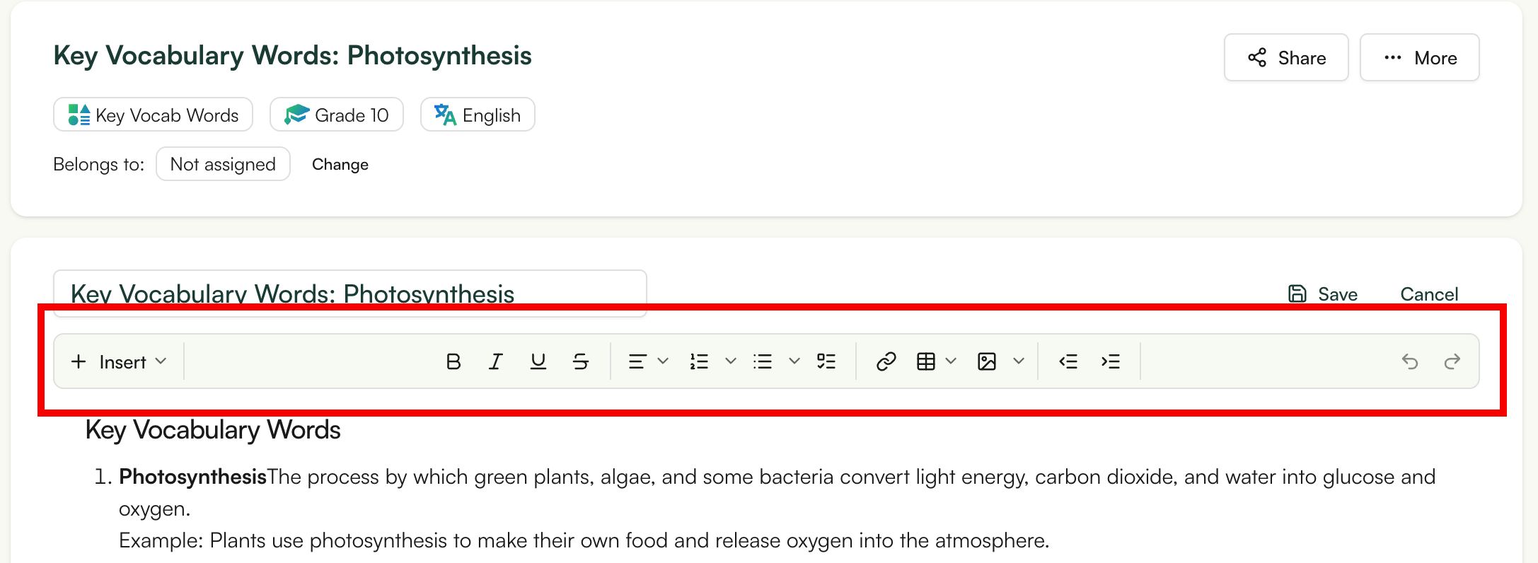 monsha vocabulary list generator