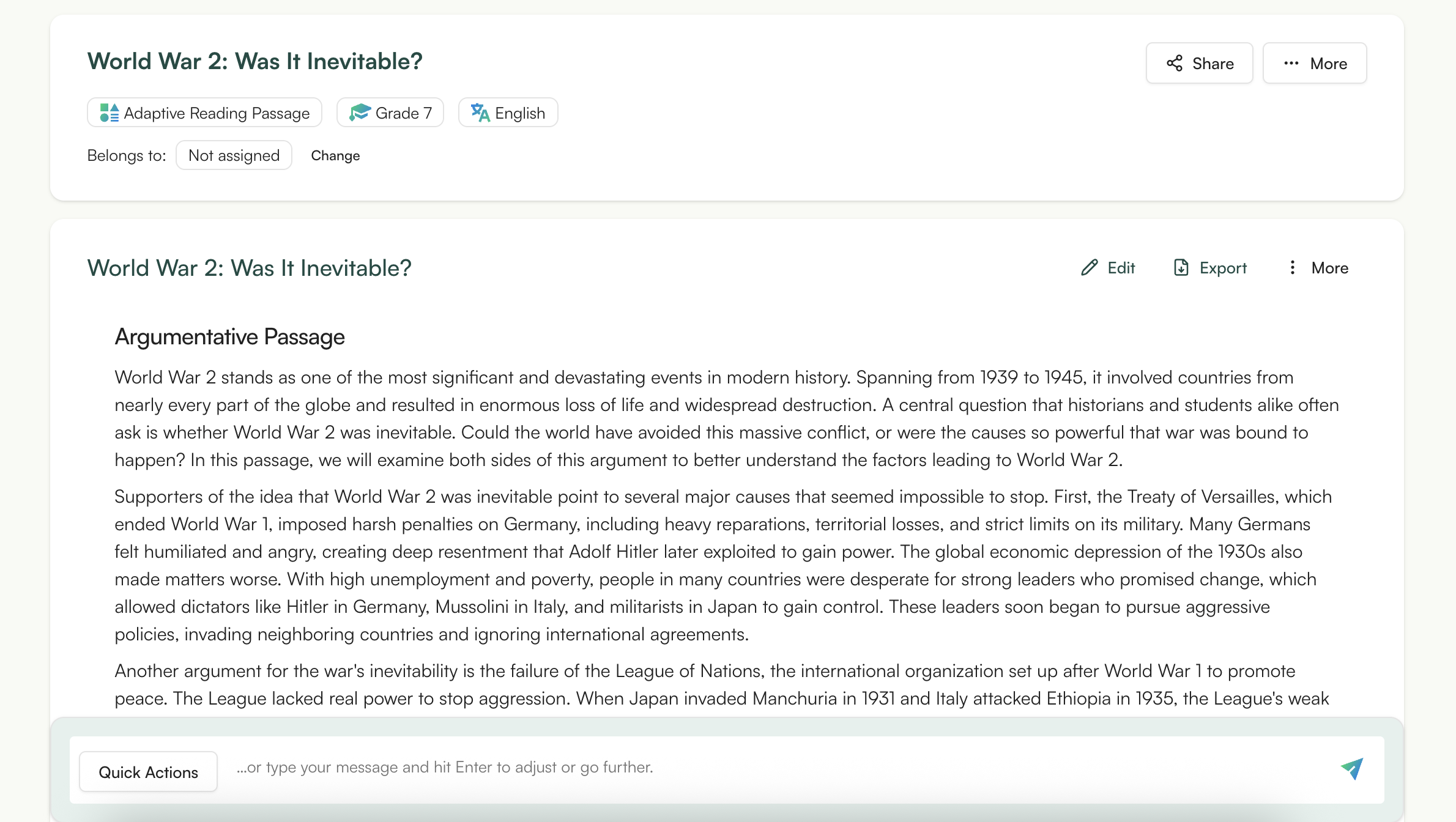 4. Write original reading passages for any topic