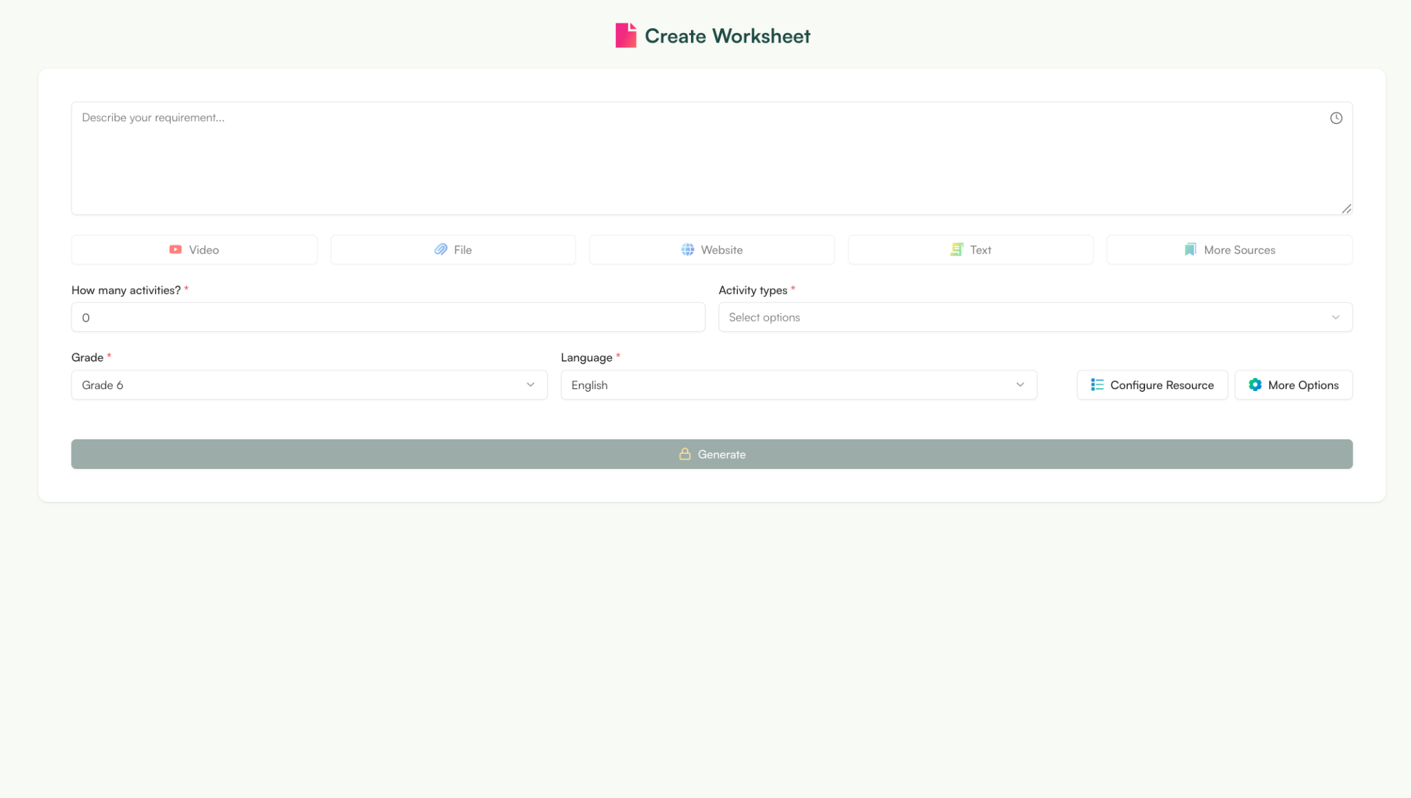 Creating a Full Worksheet With a Single Prompt