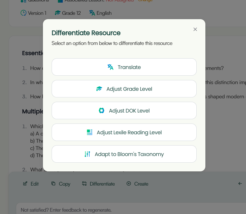 Differentiate AI worksheets