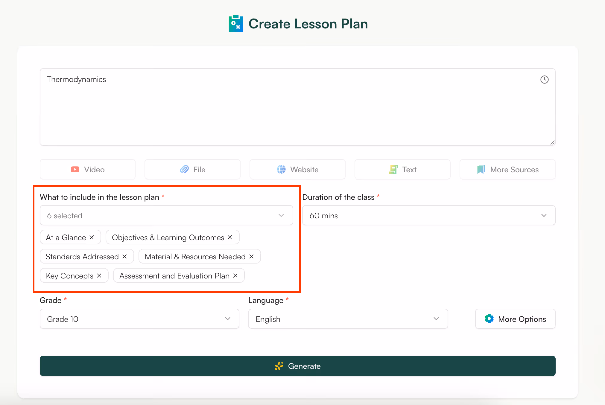 Create lesson plan from YouTube video using Monsha