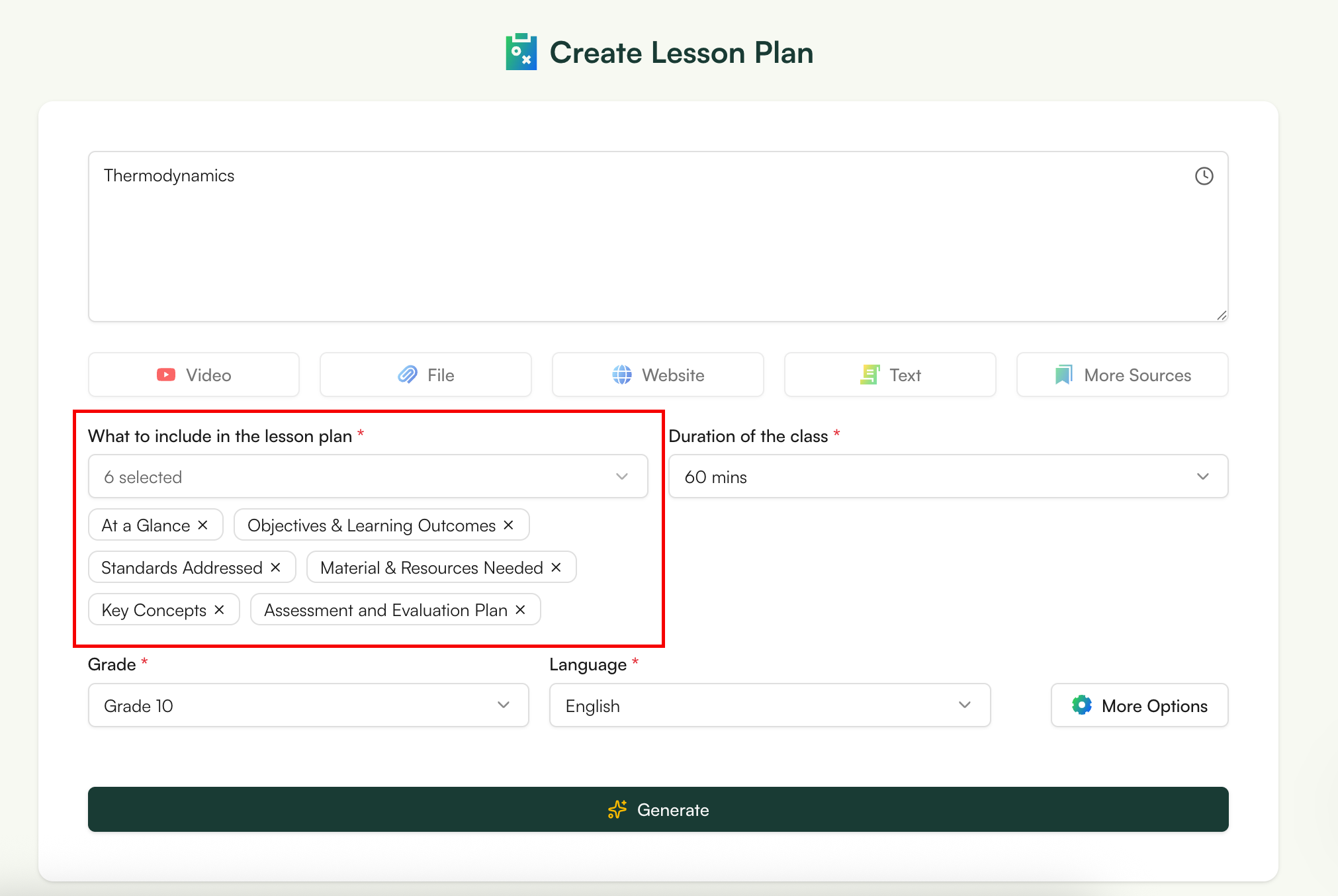 Create lesson plan from YouTube video using Monsha