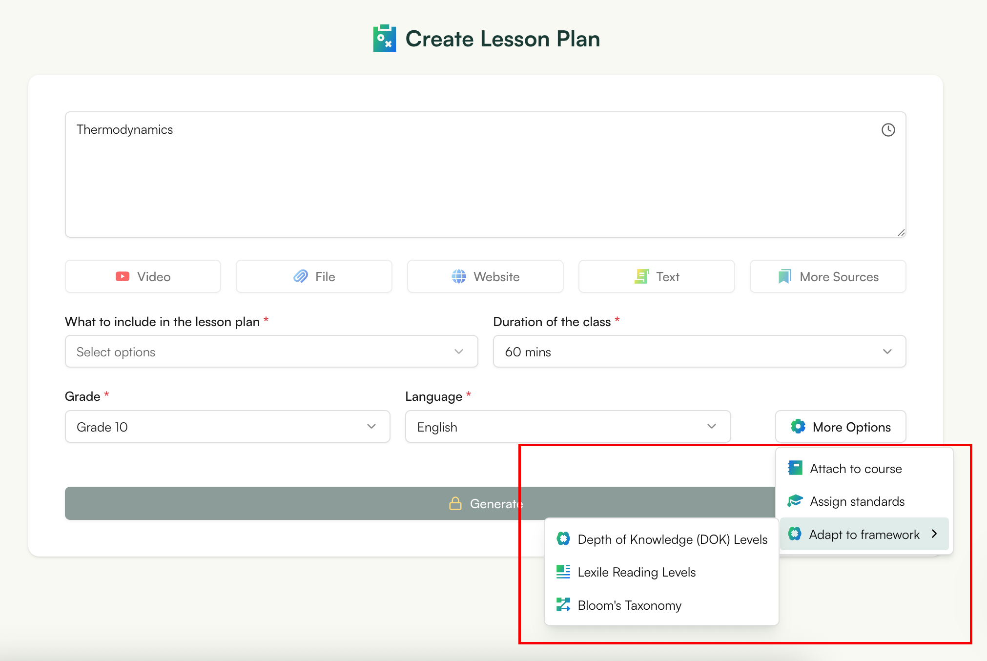 Create lesson plan from YouTube video using Monsha