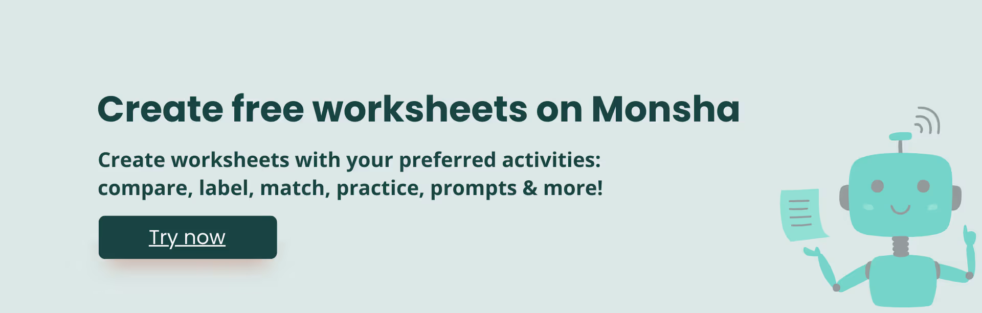 Create free worksheets on Monsha