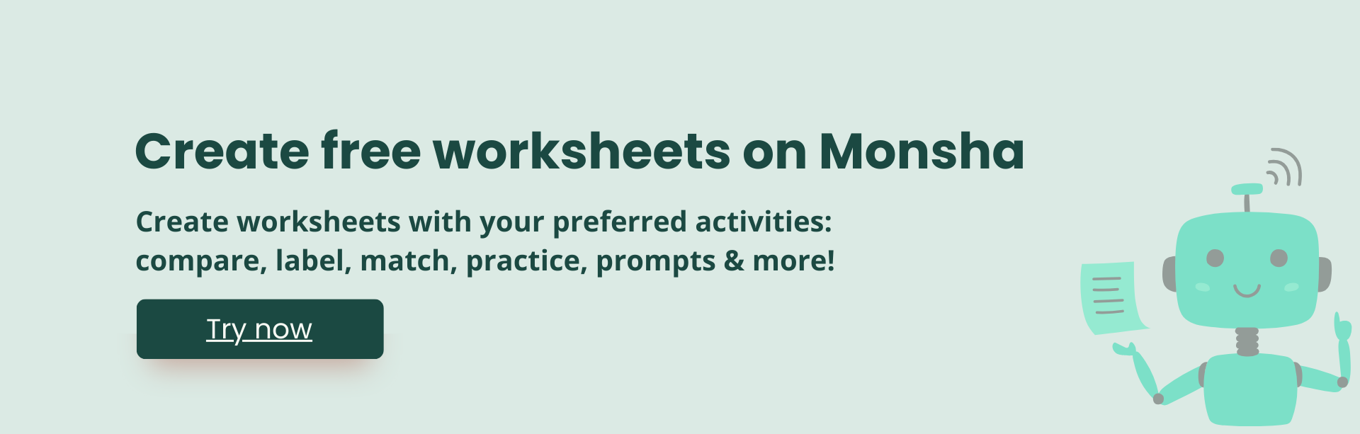 Create free worksheets on Monsha