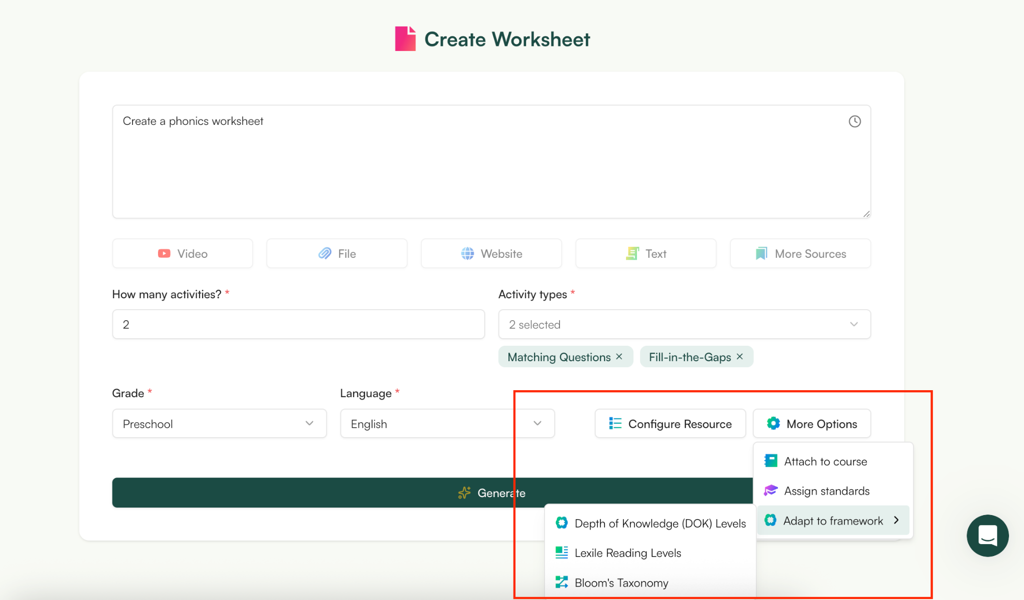 create phonics worksheet with Monsha