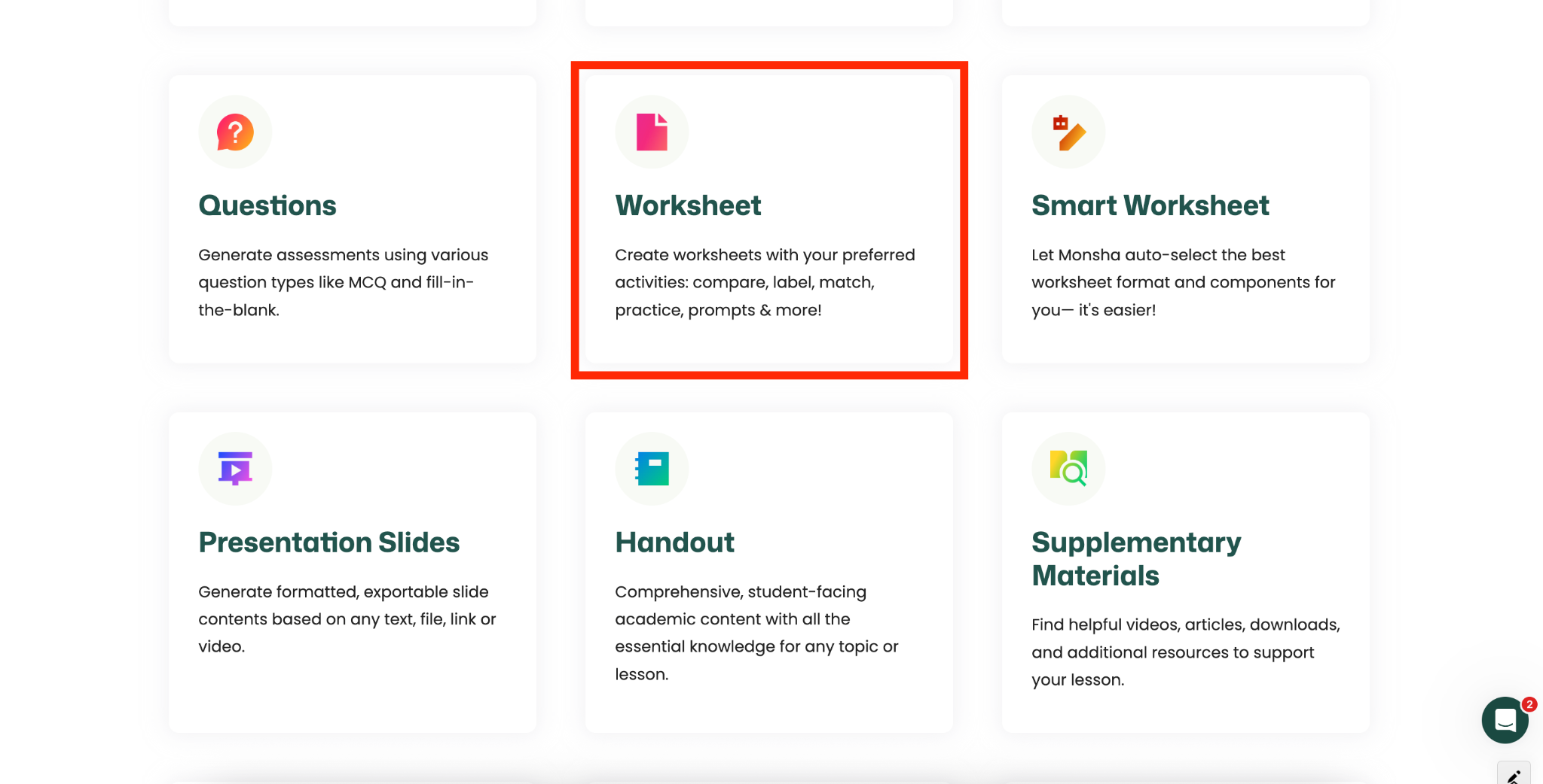 generate math worksheet with monsha