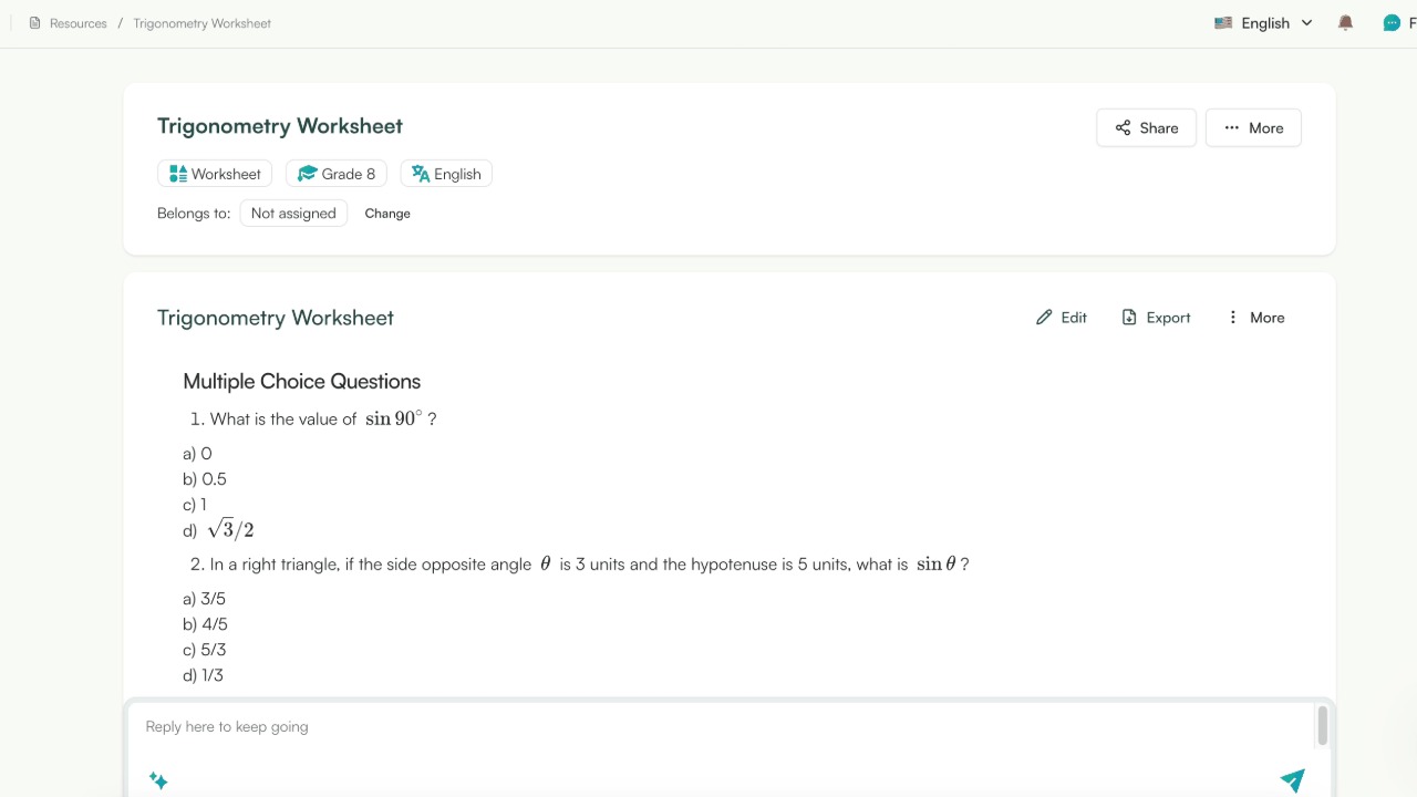 generate math worksheet with monsha