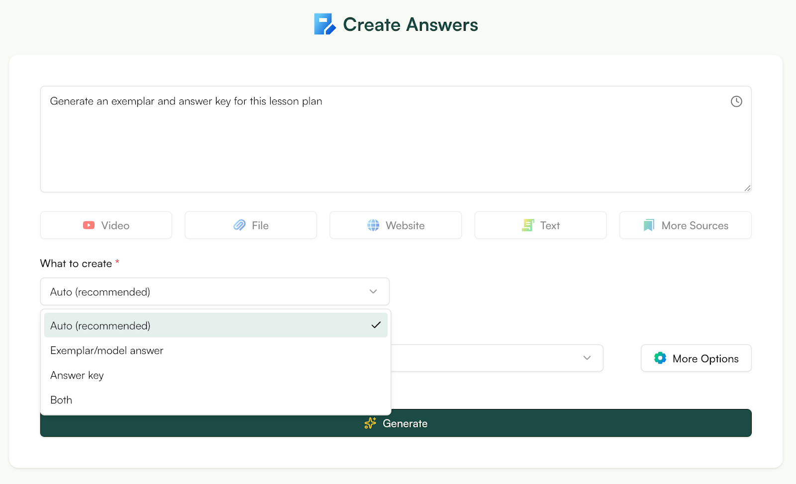 Create Exemplar and Answer Key Using AI