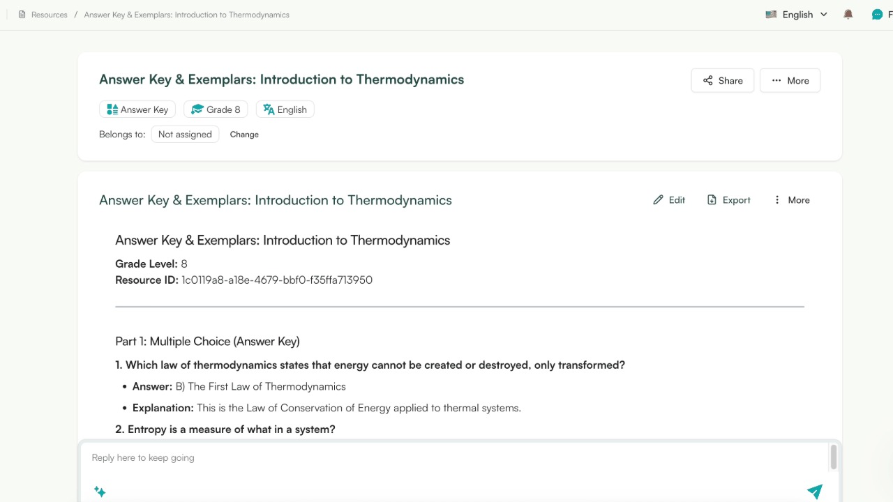Create Exemplar and Answer Key Using AI