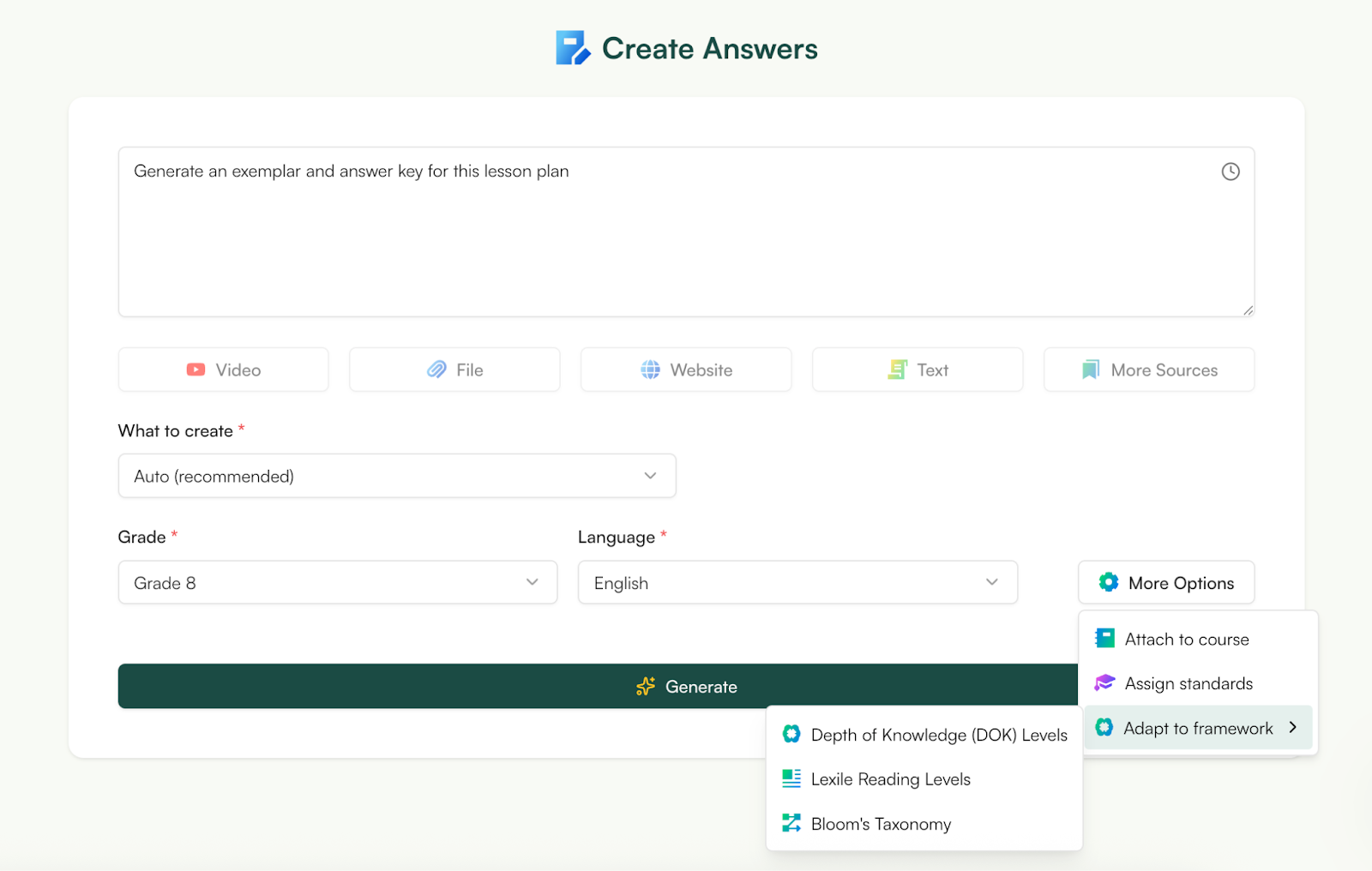 Create Exemplar and Answer Key Using AI
