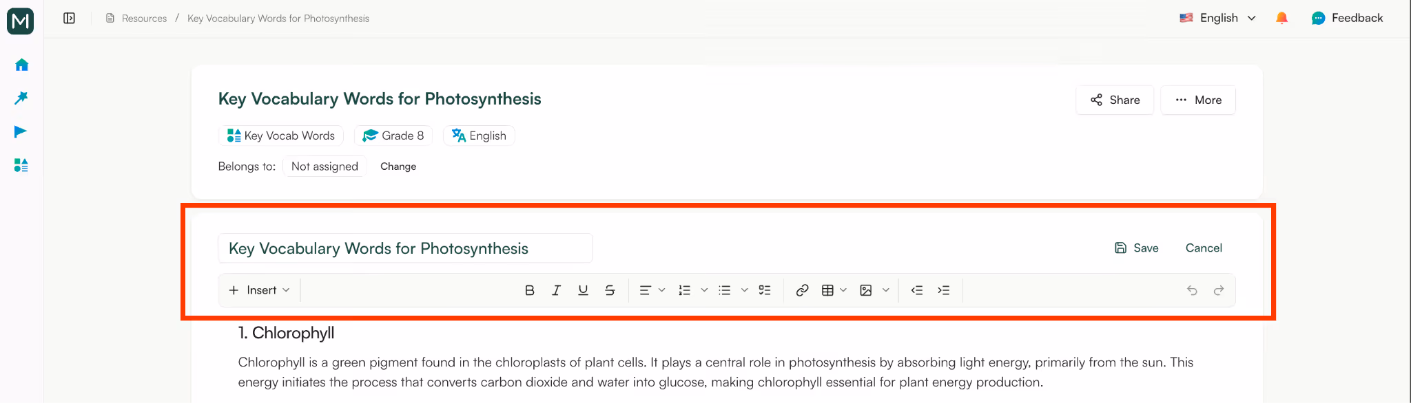 create vocab lists with monsha