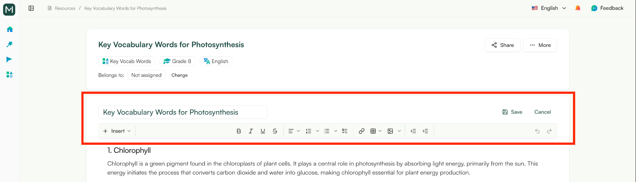create vocab lists with monsha