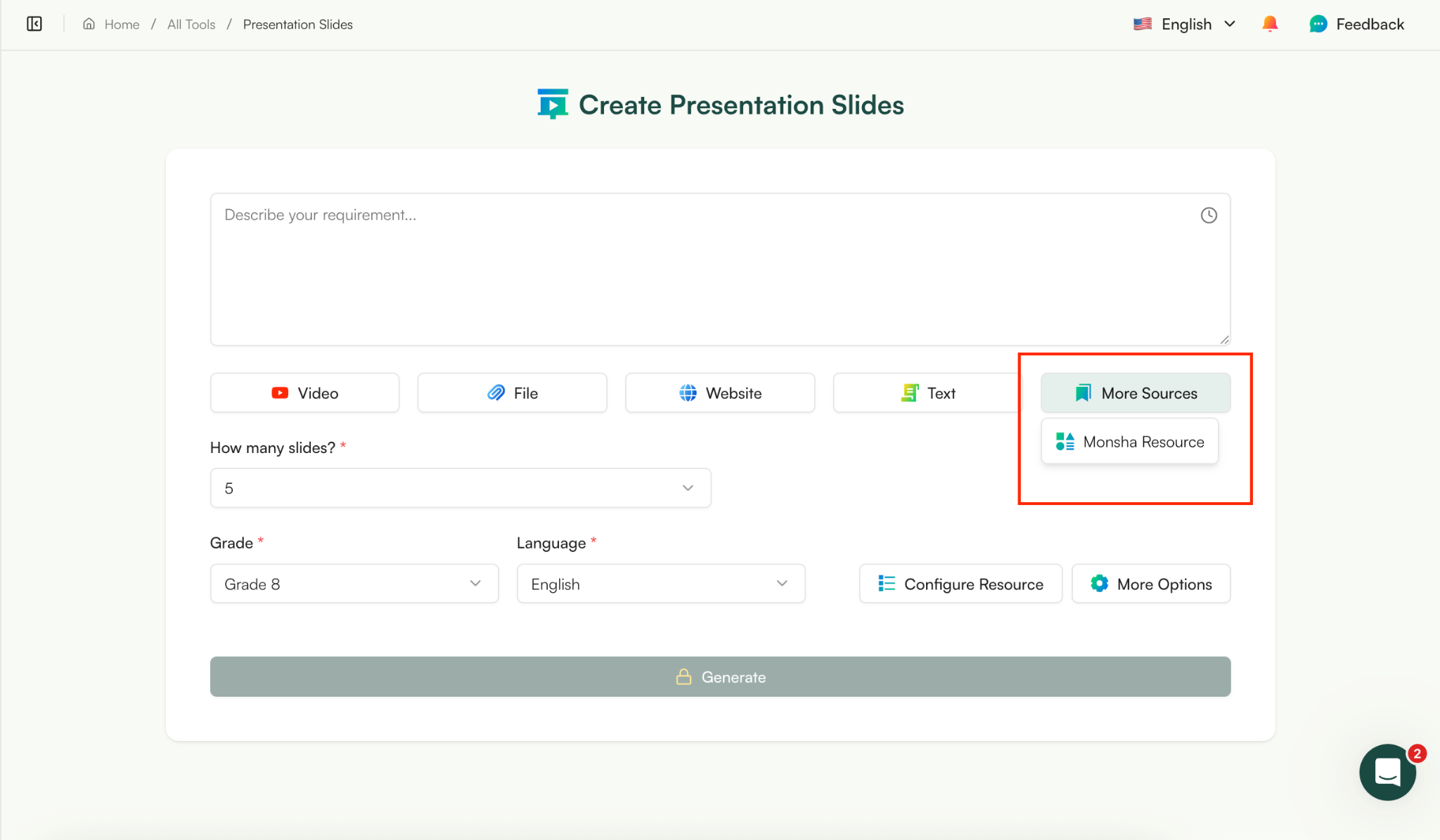 create vocab lists with monsha