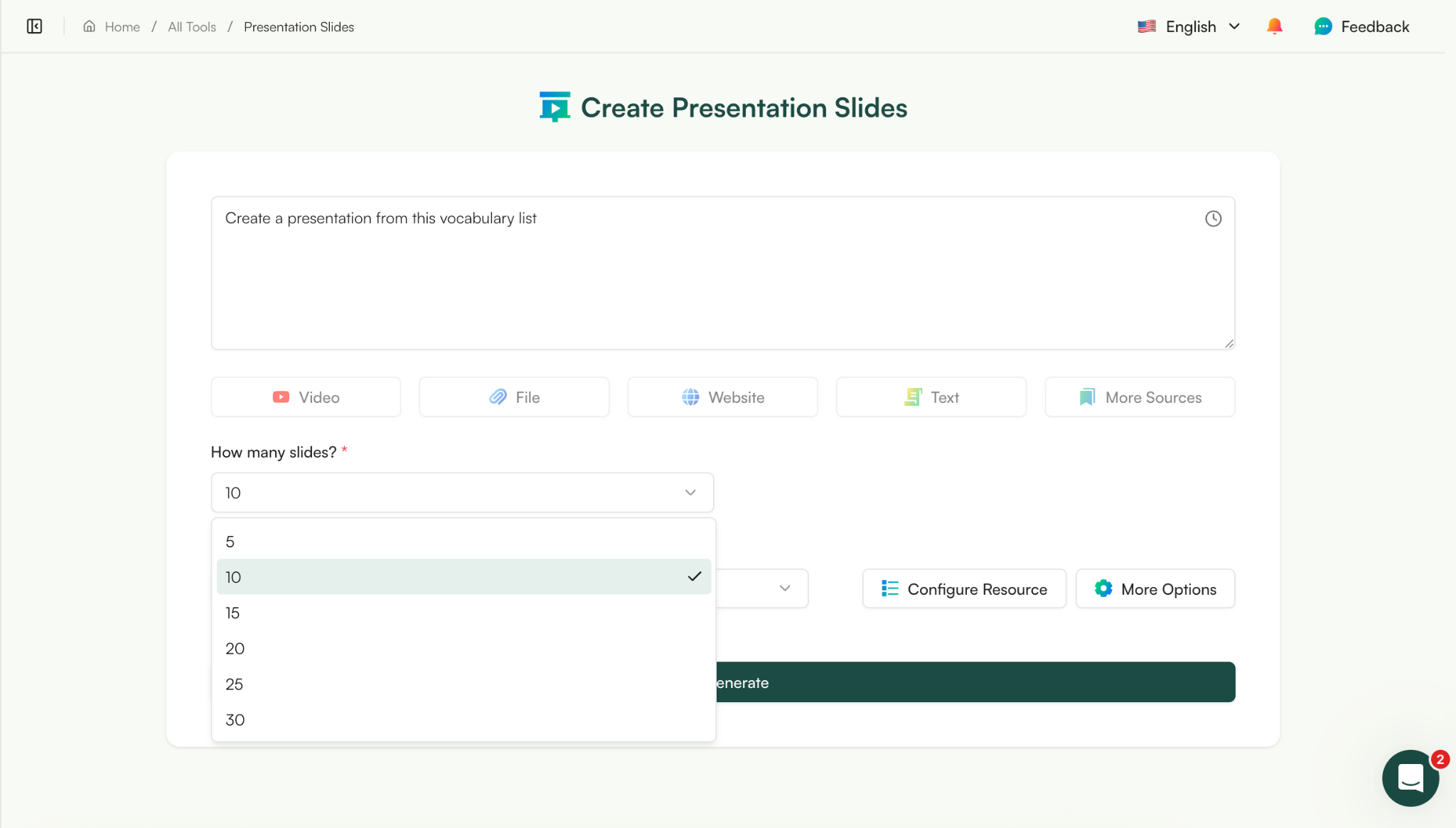 create vocab lists with monsha