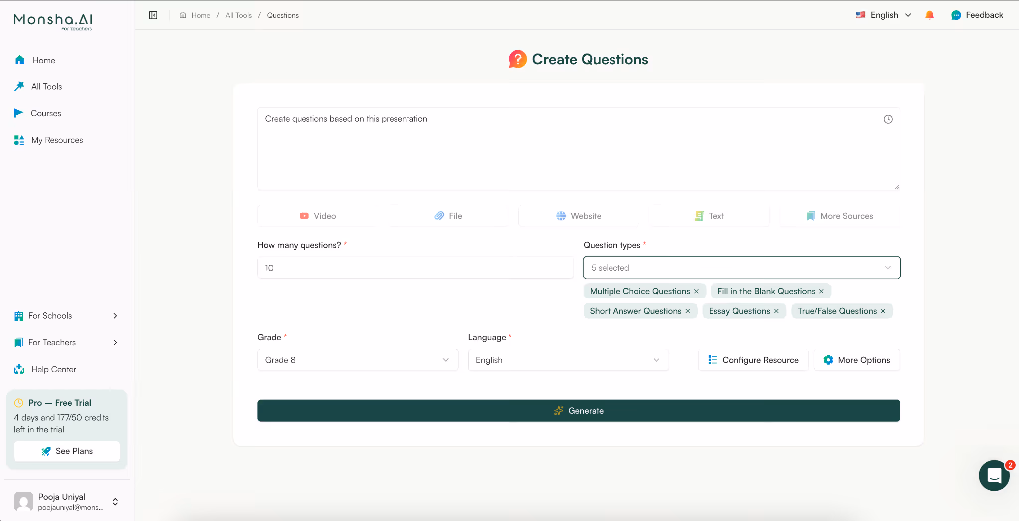 convert ppt slides to google form quiz using monsha