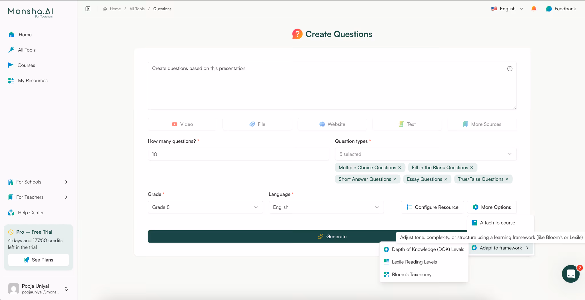 convert ppt slides to google form quiz using monsha