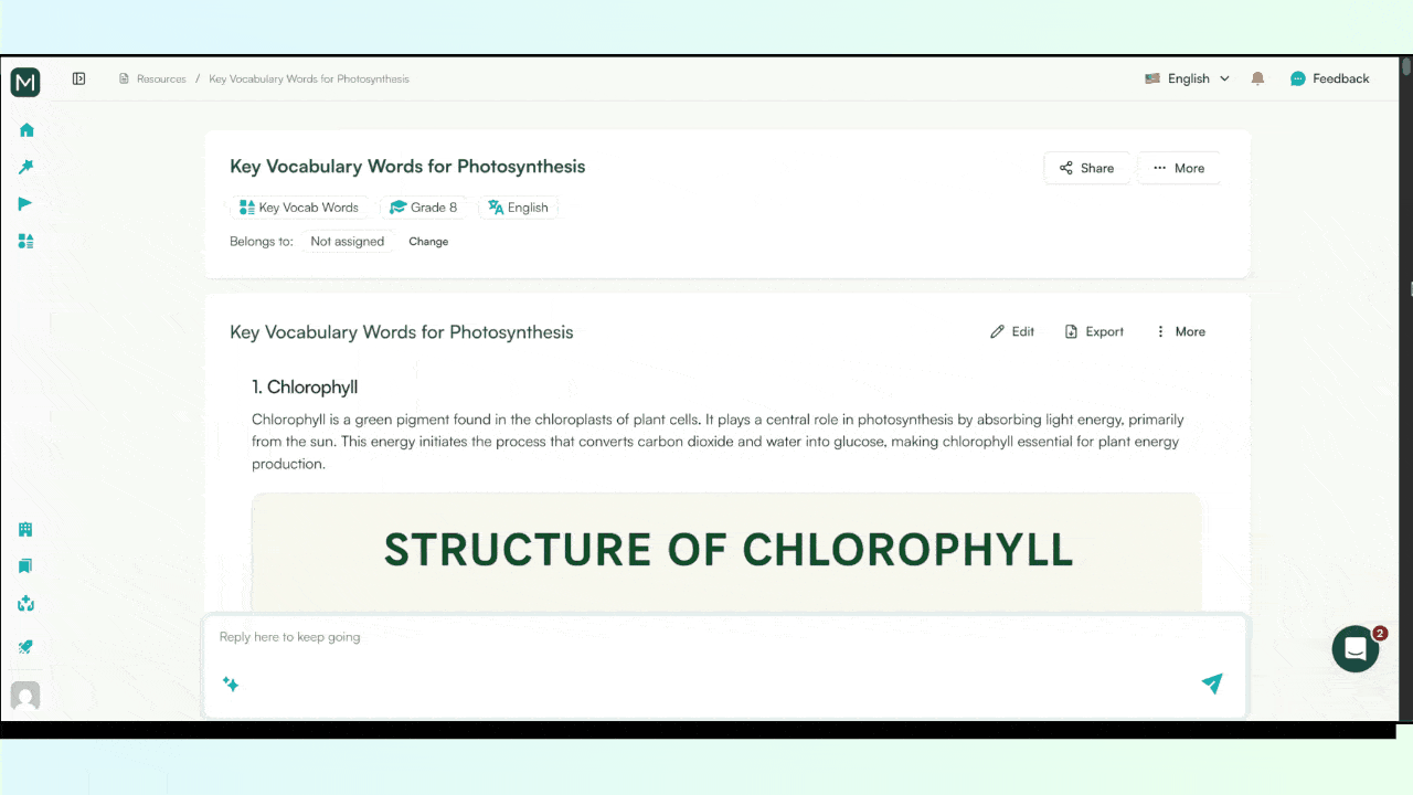 use monsha AI to convert vocabulary lists to ppt slides