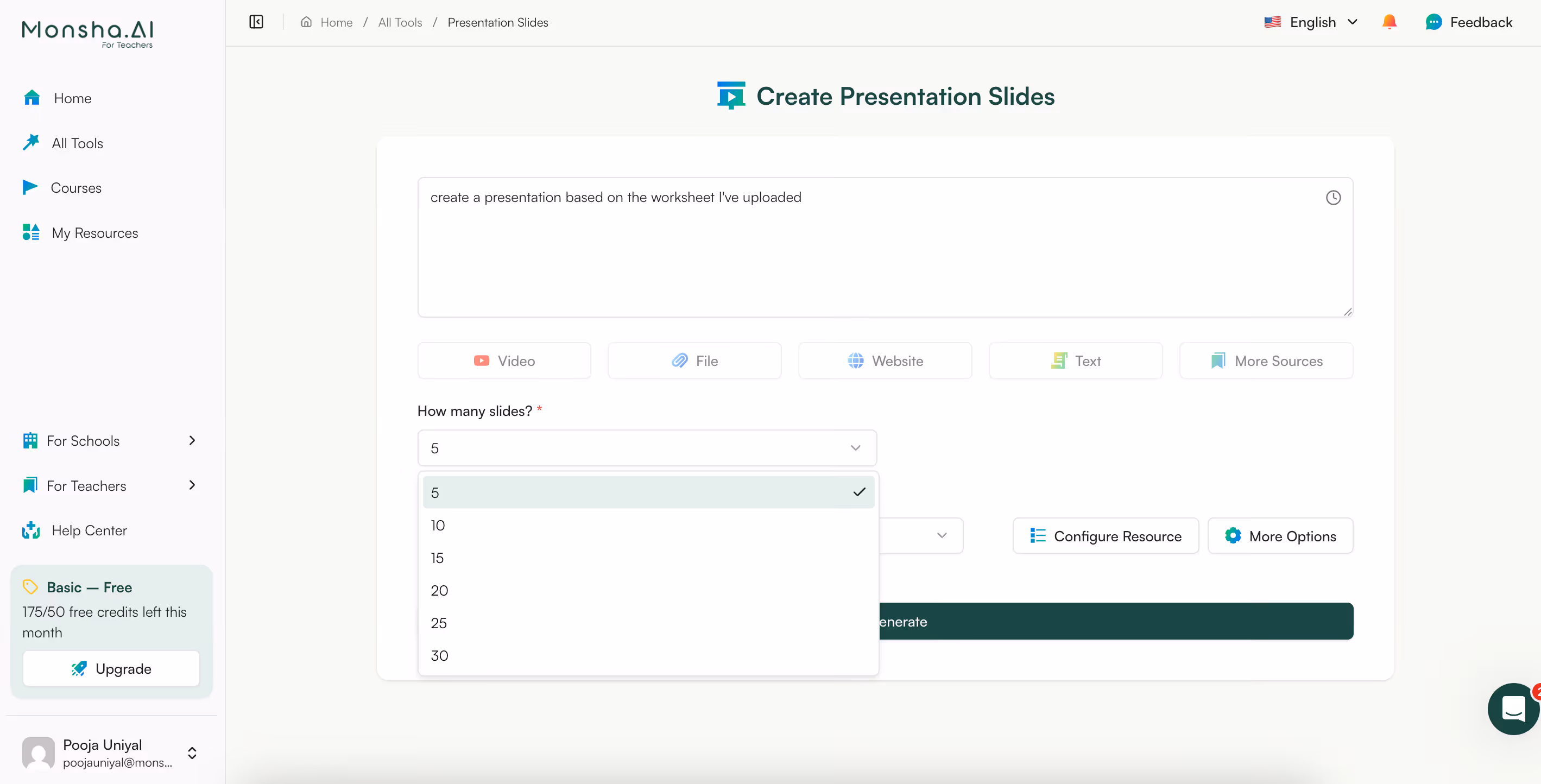 convert worksheet to presentation slides with monsha