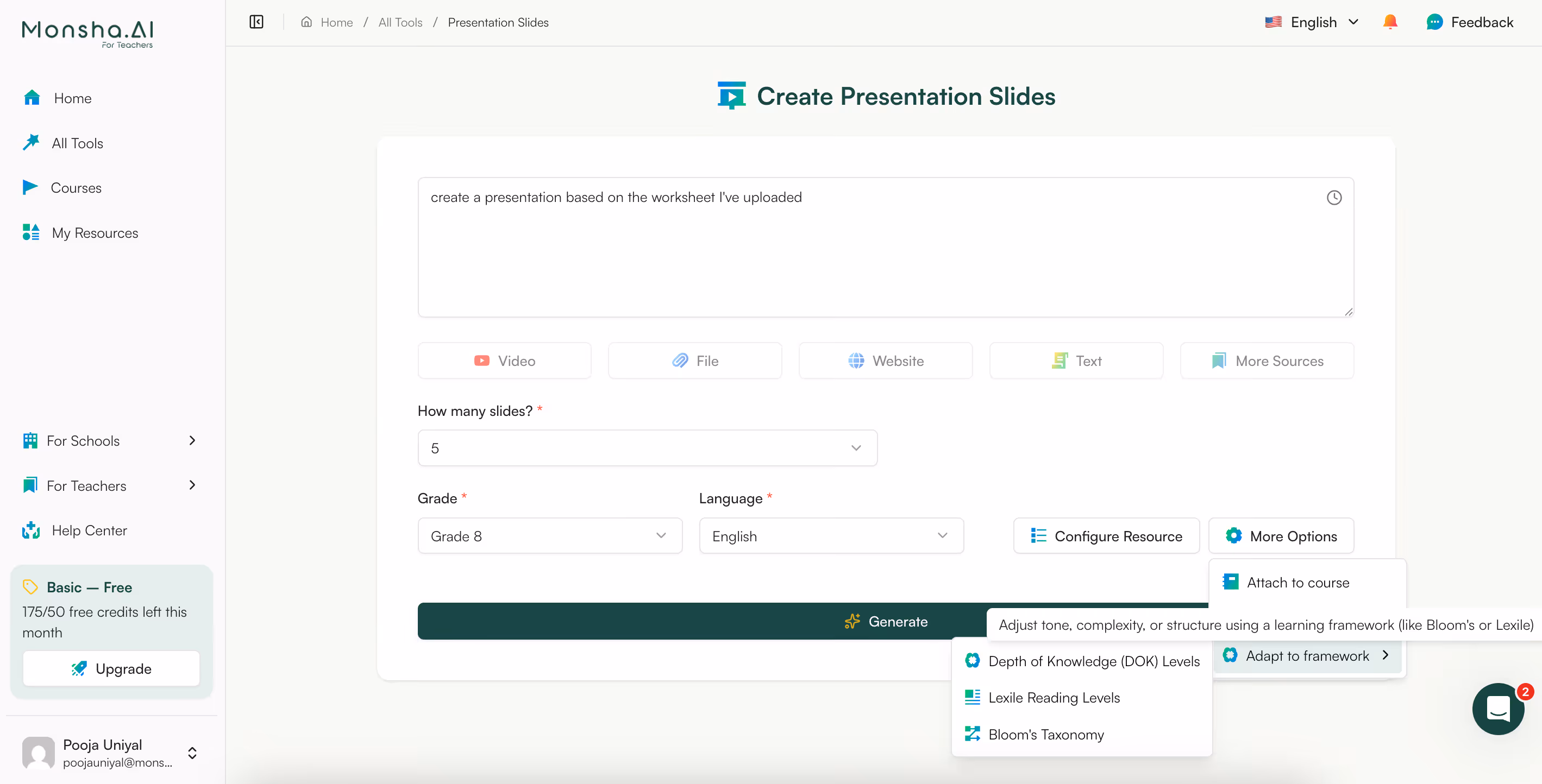 convert worksheet to presentation slides with monsha