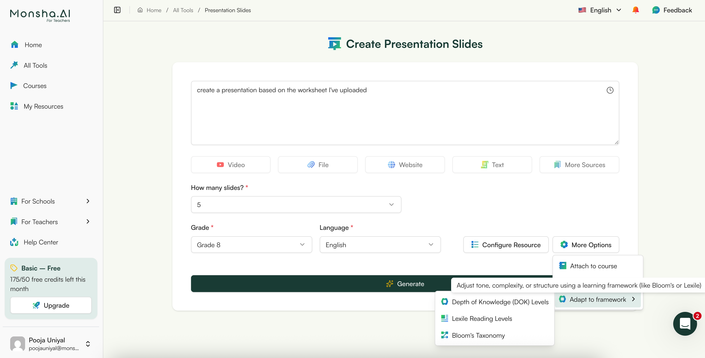 convert worksheet to presentation slides with monsha