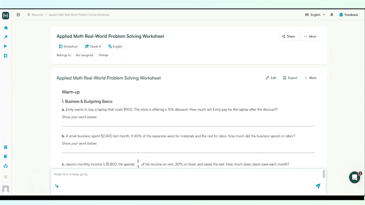 Printable math worksheet templates