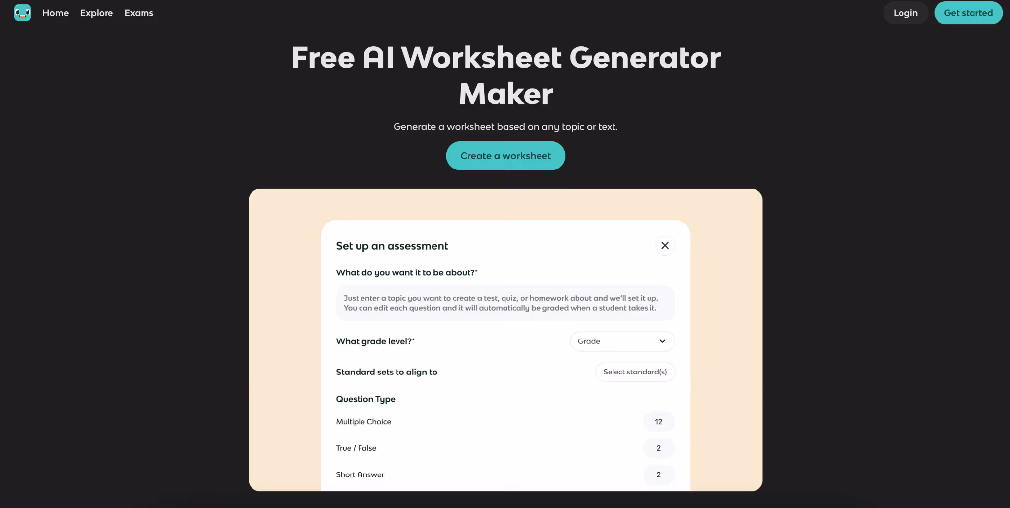 AI math worksheet generator