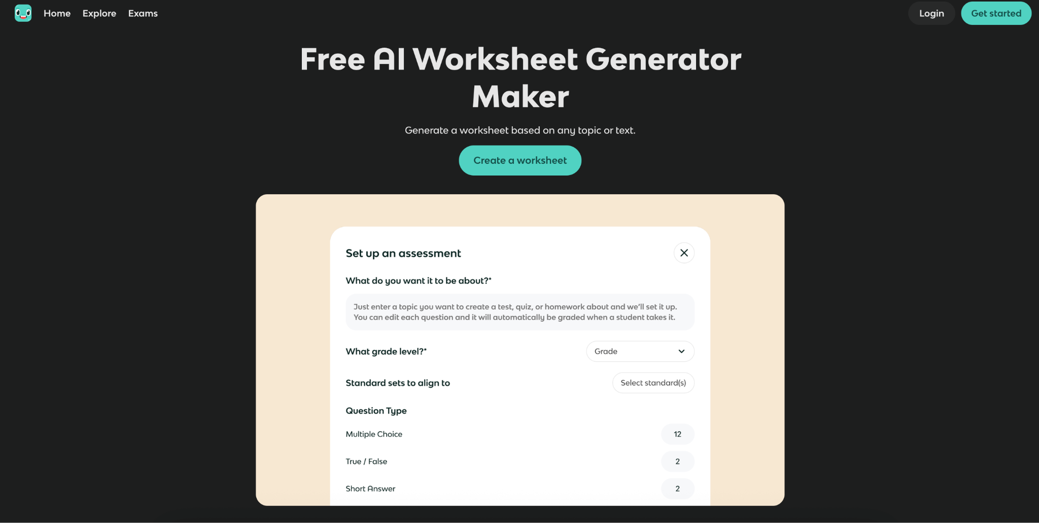 AI math worksheet generator