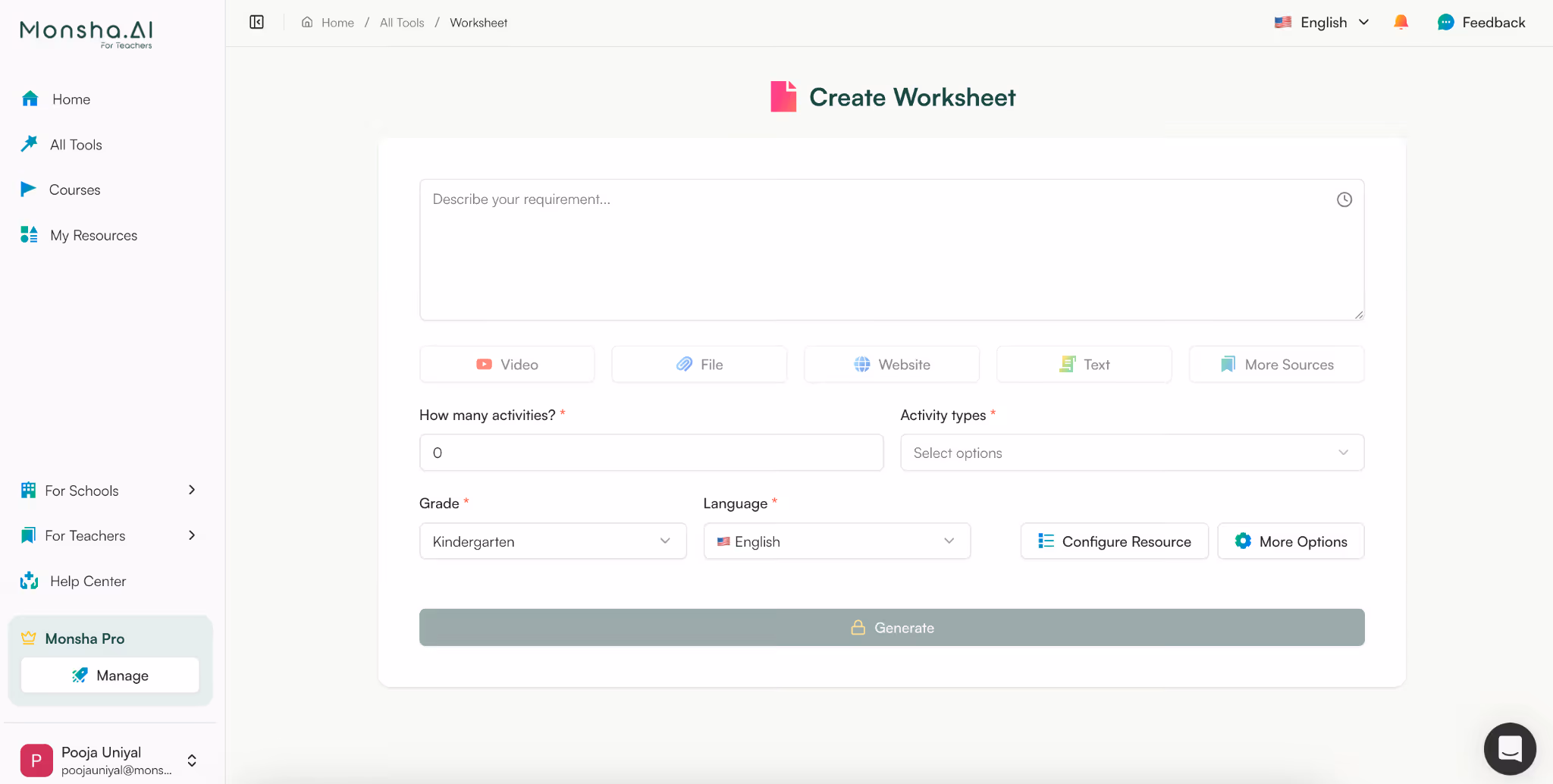 Create a Printable Kindergarten Worksheet with AI