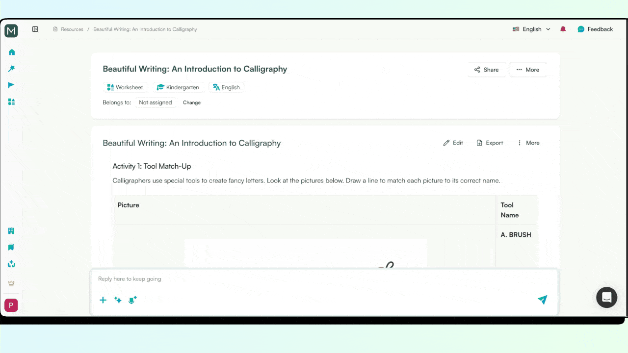 calligraphy writing worksheet