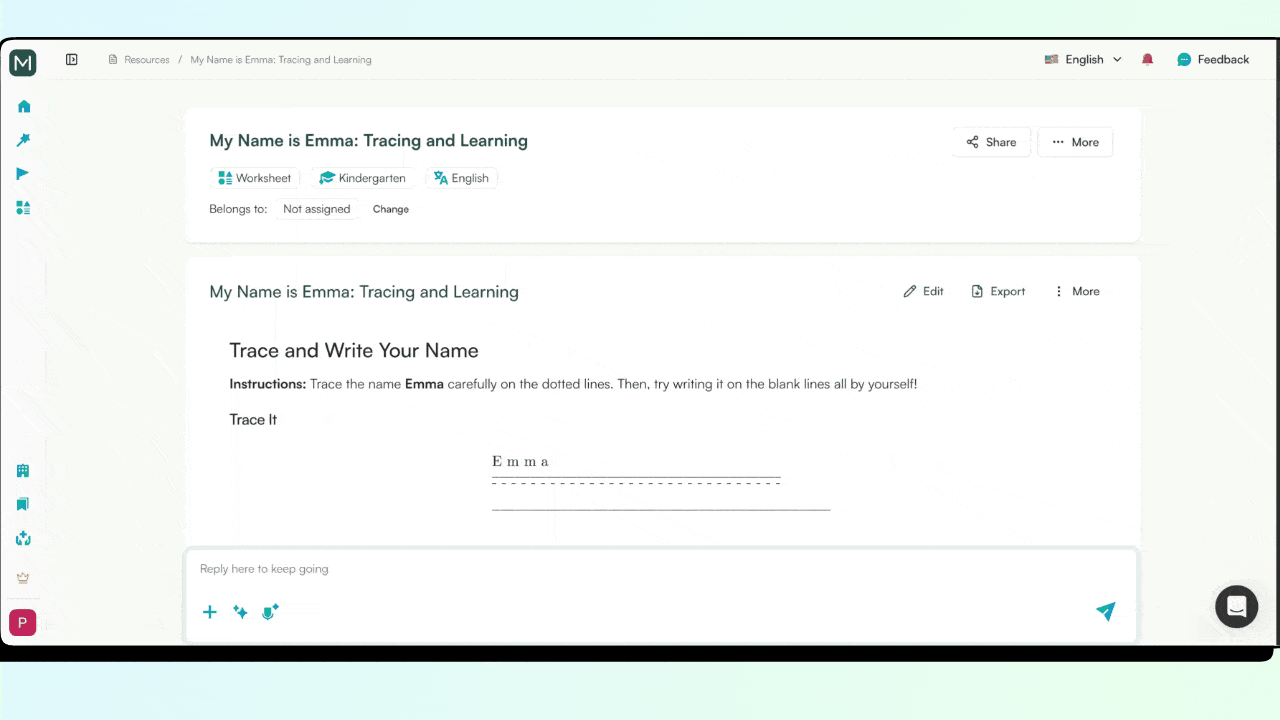 name tracing worksheet