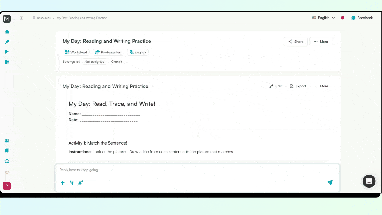 sentence writing worksheet